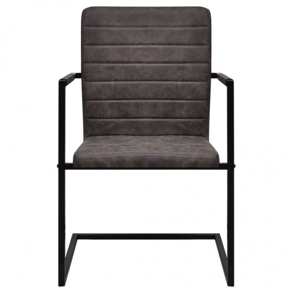 Cadeiras de jantar cantilever 2 pcs couro artificial castanho M 4