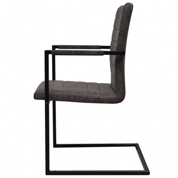 Cadeiras de jantar cantilever 2 pcs couro artificial castanho M 5