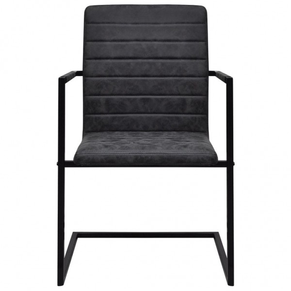 Cadeiras de jantar cantilever 2 pcs couro artificial preto M 4