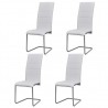 Cadeiras de jantar cantilever 4 pcs couro artificial branco 1