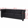 Sofá Chesterfield de 3 plazas cuero sintético negro 5