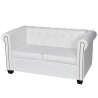 Sofá Chesterfield de 2 plazas cuero sintético blanco 1
