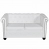 Sofá Chesterfield de 2 lugares em couro artificial branco 3