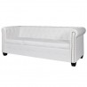 Sofá Chesterfield de 3 plazas cuero sintético blanco 2