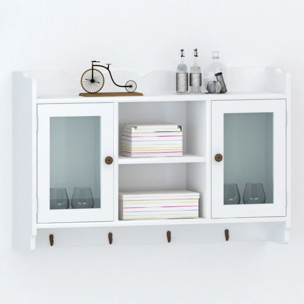 Armario/Vitrina MDF de Pared para Libros/DVD/Cristalería (Blanco) D