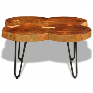 Mesa de centro de 4 troncos madera maciza de sheesham 35 cm H