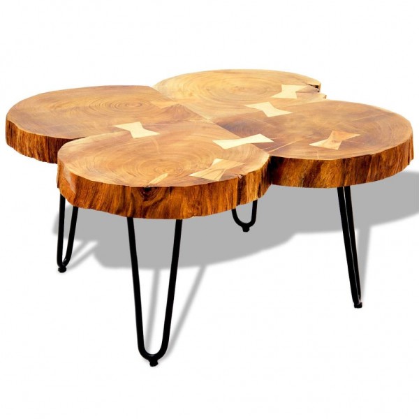 Mesa de centro de 4 troncos madera maciza de sheesham 35 cm M 5