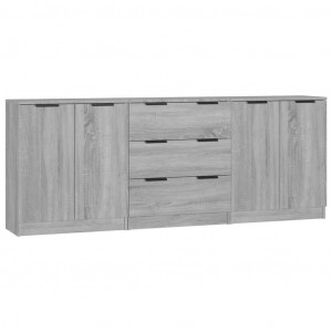 Aparador de 3 piezas madera contrachapada gris Sonoma H