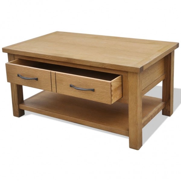 Mesa de centro de madera maciza de roble 88x53x45 cm M 3