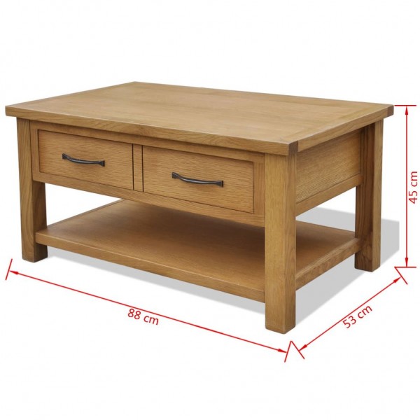 Mesa de centro de madera maciza de roble 88x53x45 cm M 5