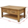 Mesa de centro de madera maciza de roble 88x53x45 cm 5