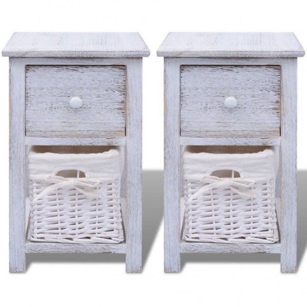 Mesas de cabeceira 2 pcs madeira branco M 3