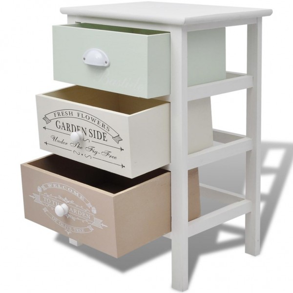 Mueble de almacenaje estilo francés 3 cajones de madera M 4