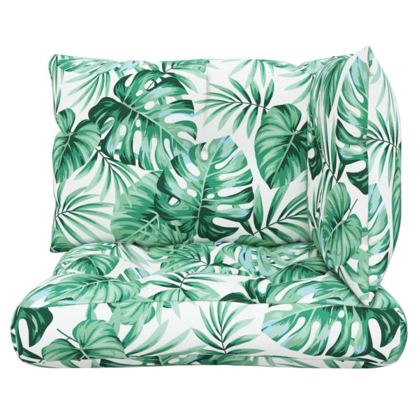 Almofadões para sofá de paletes 3 pcs tecido padrão de folhas M 4