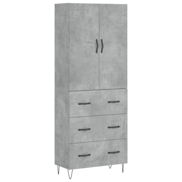 Aparador alto madera contrachapada gris hormigón 69.5x34x180 cm M 2