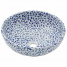 Lavabo sobre encimera redondo cerámica blanco y azul Φ41x14 cm 3