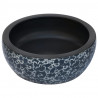 Lavabo sobre encimera redondo cerámica negro y azul Φ41x14 cm 3