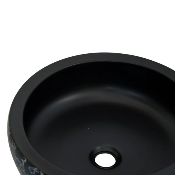 Lavabo sobre encimera redondo cerámica negro y azul Φ41x14 cm M 5