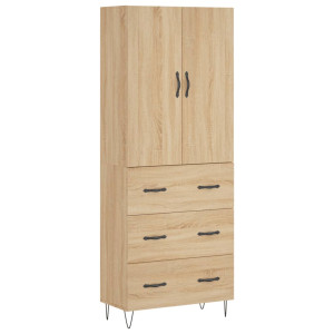Aparador alto madera contrachapada color roble 69.5x34x180 cm H