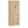 Aparador alto madera contrachapada color roble 69.5x34x180 cm 2