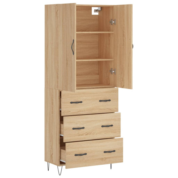Aparador alto madera contrachapada color roble 69.5x34x180 cm M 4