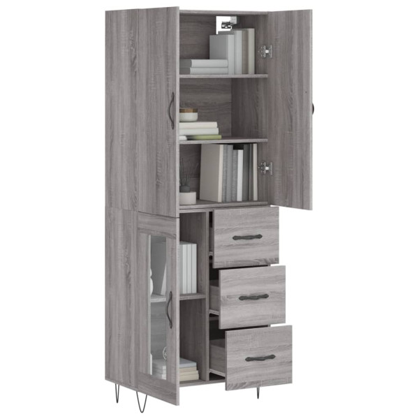 Aparador alto madera contrachapada gris sonoma 69.5x34x180 cm M 3