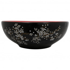 Lavabo sobre encimera redondo cerámica rojo y negro Φ41x14 cm H