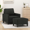 Sillón con taburete tela negro 60 cm 1