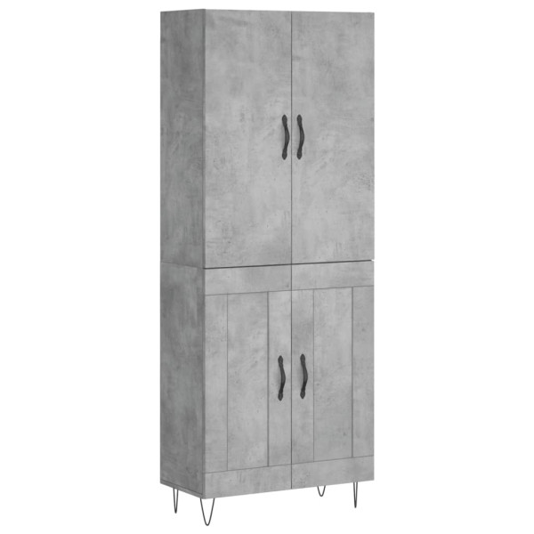 Aparador alto madera contrachapada gris hormigón 69.5x34x180 cm M 2