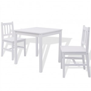 Conjunto de jantar 3 pcs madeira de pinho branco H