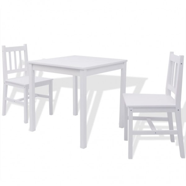 Conjunto de comedor 3 piezas madera de pino blanco M 2