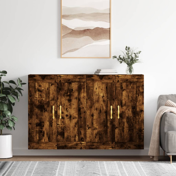 Armarios de pared 2 uds madera de ingeniería roble ahumado D