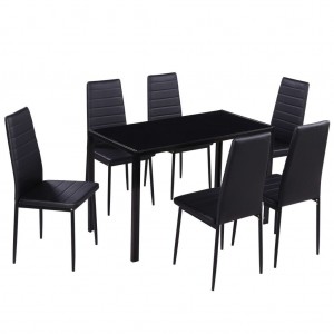 Conjunto mesa de jantar 7 pcs preto H