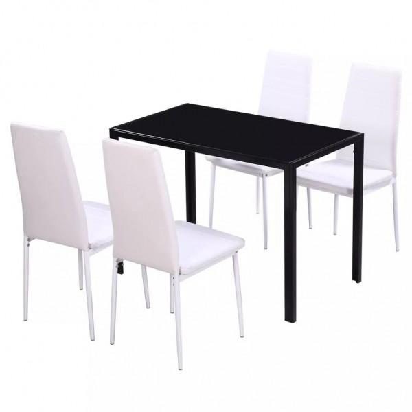 Conjunto de mesa de comedor 5 piezas blanco y negro M 2