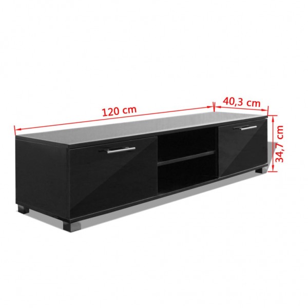Mueble de TV negro brillo 120x40.5x35 cm M 5