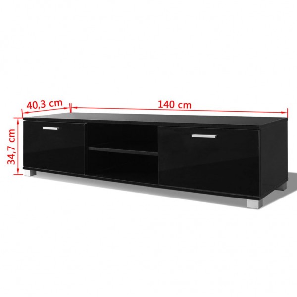 Mueble de TV negro brillo 140x40.5x35 cm M 5
