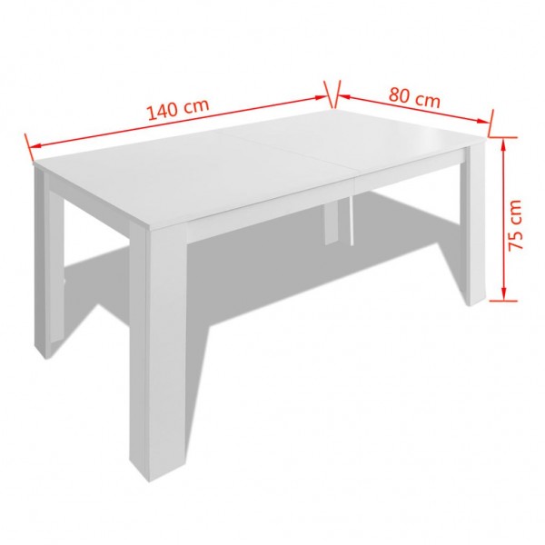 Mesa de comedor blanca 140x80x75 cm M 5