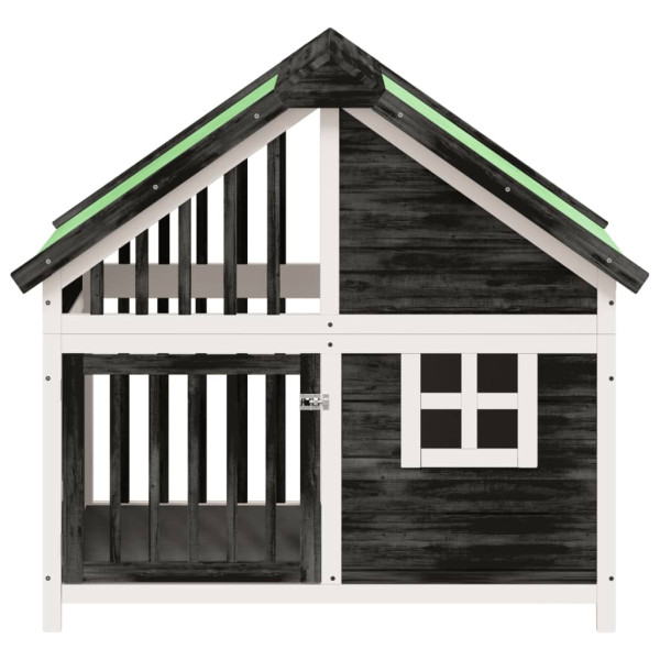 Caseta para perros madera maciza de pino gris 96x60.5x87 cm M 2