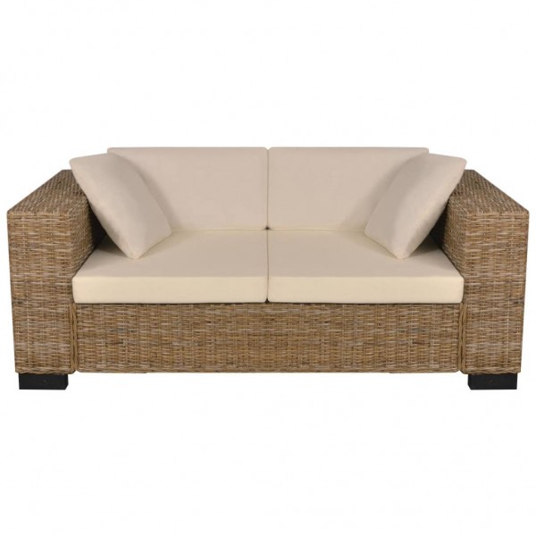 Conjunto de sofá de 2 lugares. 7 pcs. vime genuíno M 3