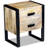 Mesa auxiliar con 2 cajones madera maciza de mango 43x33x51 cm 2