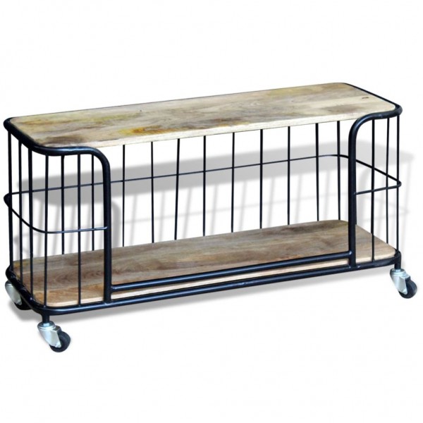 Mueble para la TV de madera de mango maciza 100x40x45 cm M 3