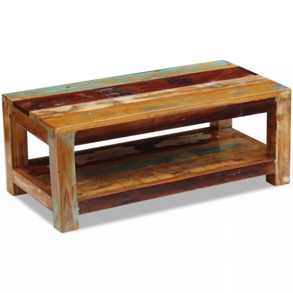Mesa de centro de madera maciza reciclada 90x45x35 cm M 4