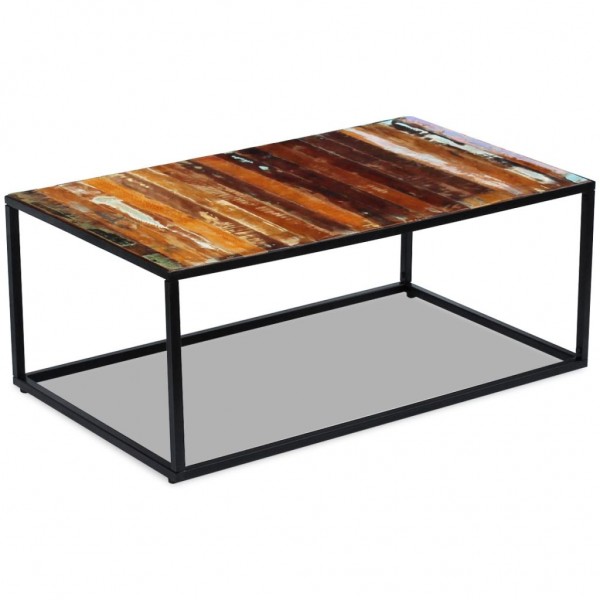 Mesa de centro de madera maciza reciclada 100x60x40 cm M 2