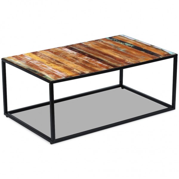 Mesa de centro de madera maciza reciclada 100x60x40 cm M 5