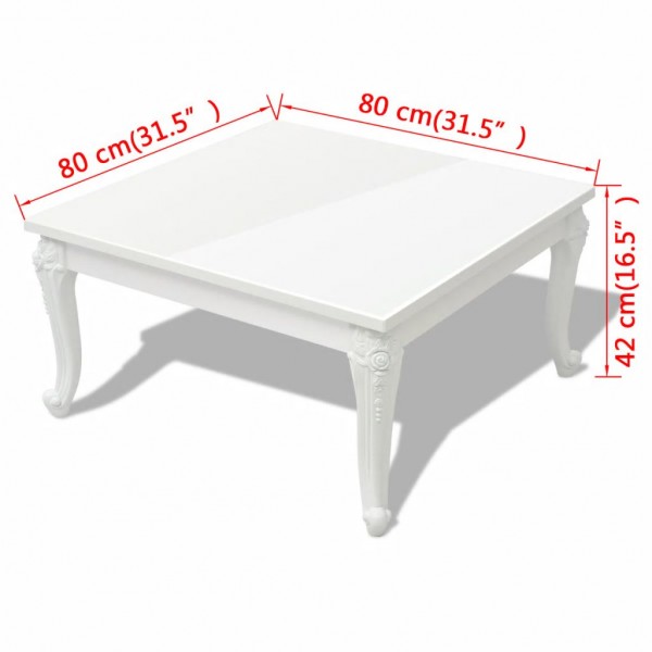 Mesa de centro 80x80x42 cm blanco brillante M 5