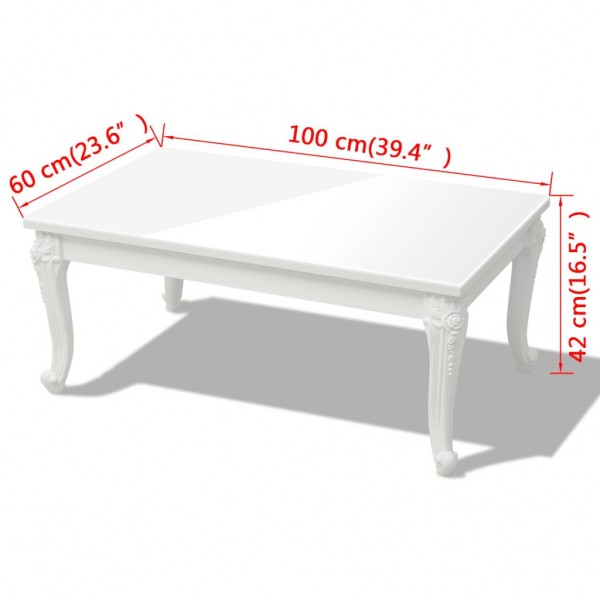 Mesa de centro 100 x 60 x 42 blanco brillante M 5