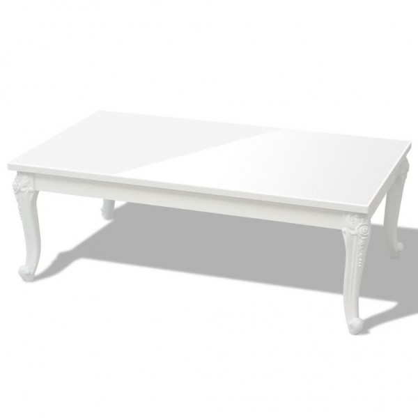 Mesa de centro 115x65x42 cm blanco con brillo M 2