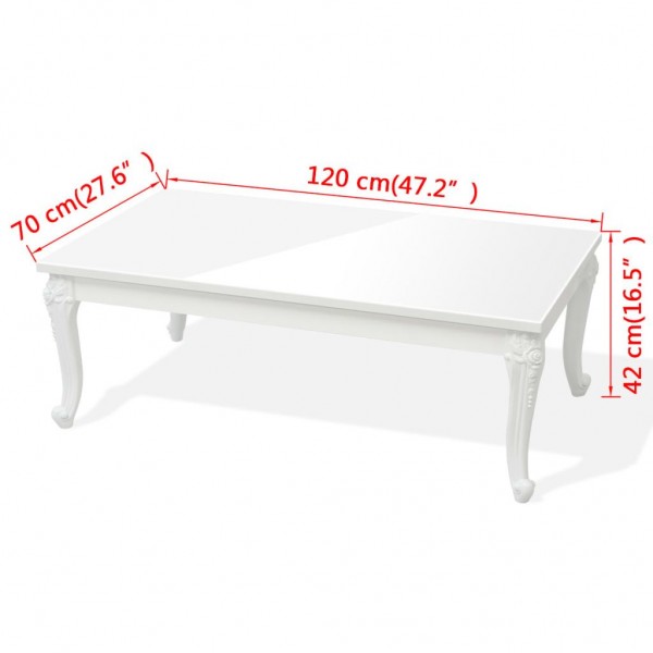 Mesa de centro 115x65x42 cm branco brilhante M 5
