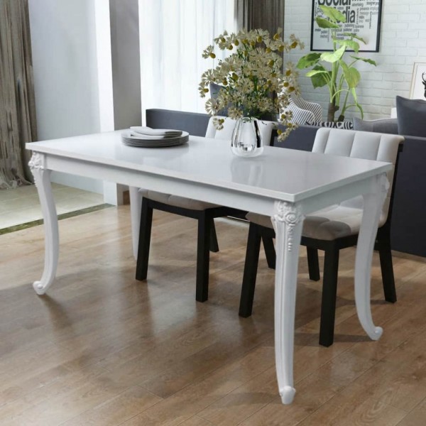 Mesa de comedor 116x66x76 cm blanco brillante D