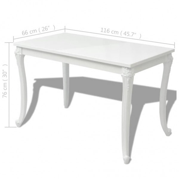 Mesa de comedor 116x66x76 cm blanco brillante M 5
